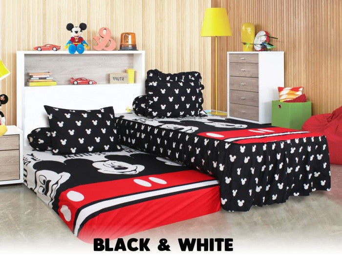 Sprei California Single Duo - Black & White/ Mickey Mouse - My Love Bedcover