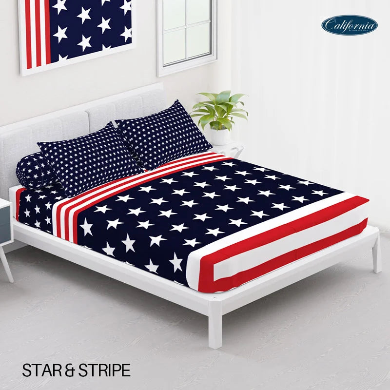 Sprei California Fitted - Star and Stripe - My Love Bedcover