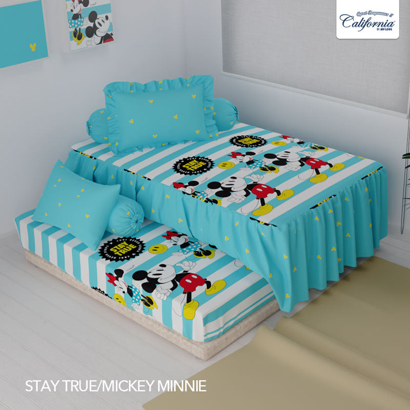 Sprei California Single Duo - Stay True/ Mickey Minnie - My Love Bedcover