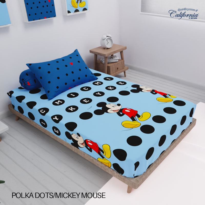 Sprei California Fitted - Polka Dots/Mickey - My Love Bedcover