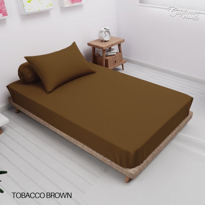 CALIFORNIA Sprei Single Full Fitted Polos Emboss 120x200 Tobacco Brown - My Love Bedcover