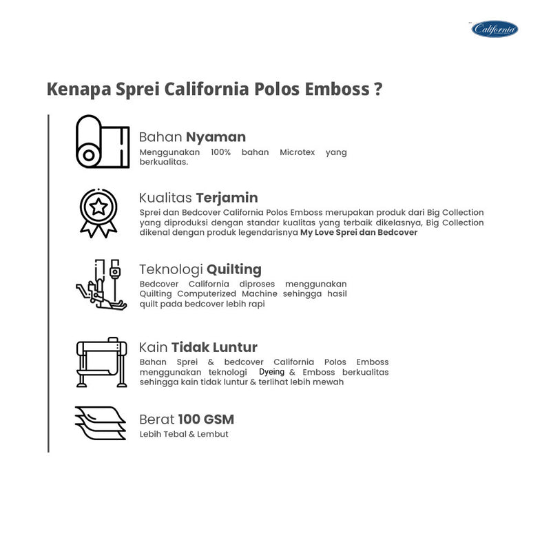 Sprei Quilted California Polos Fitted - Tobacco Brown